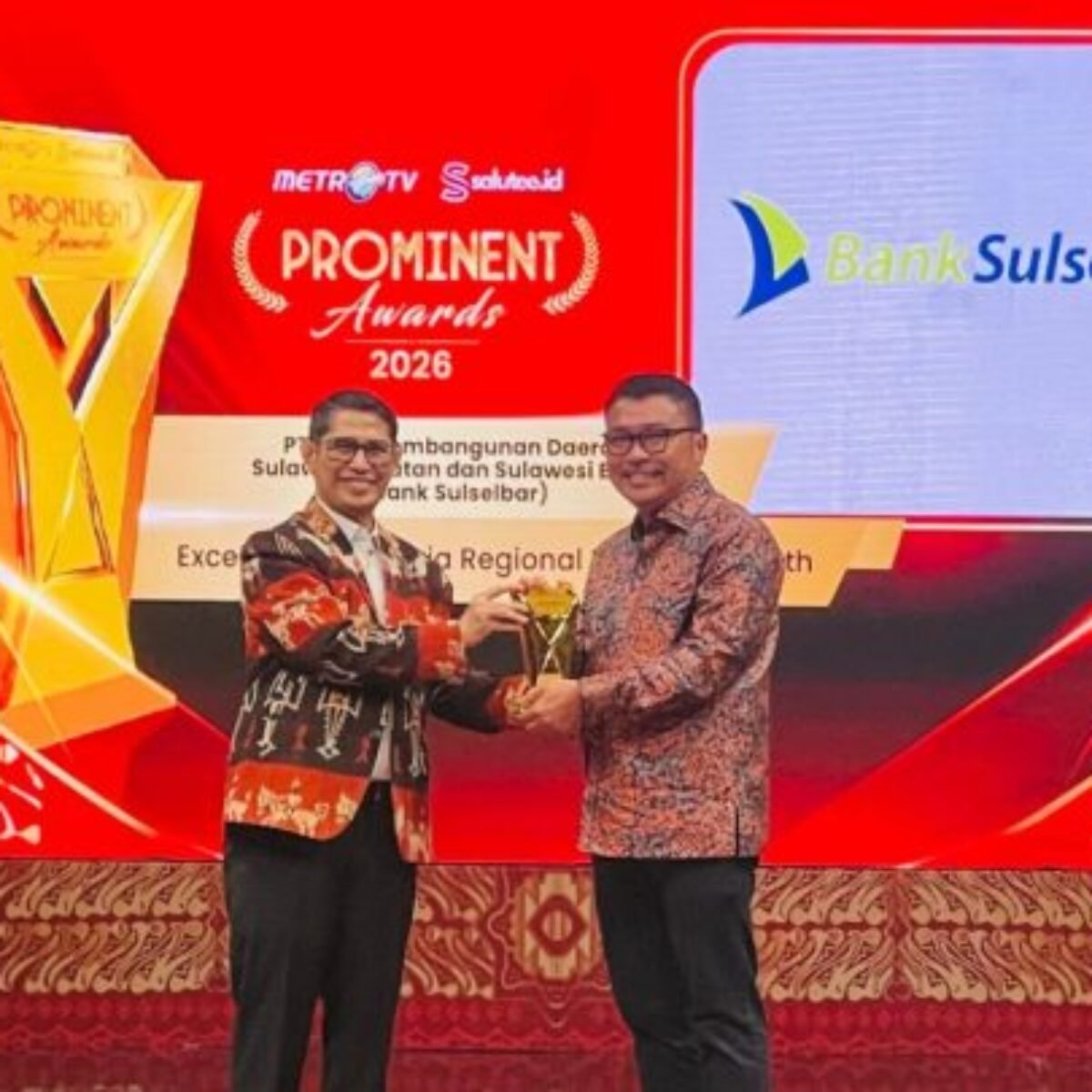 Bank Sulselbar Mewargai Penghargaan Prominent Awards 2026