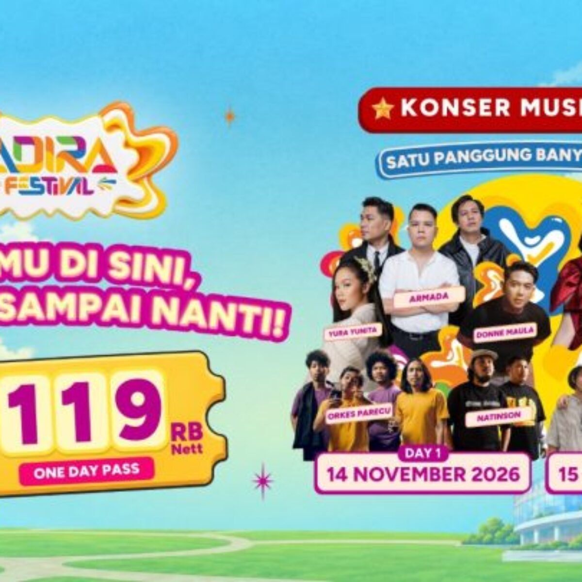 Presale Tiket Musikaria Adira Festival 2026 Dibuka, Harga Mulai Rp119 Ribu