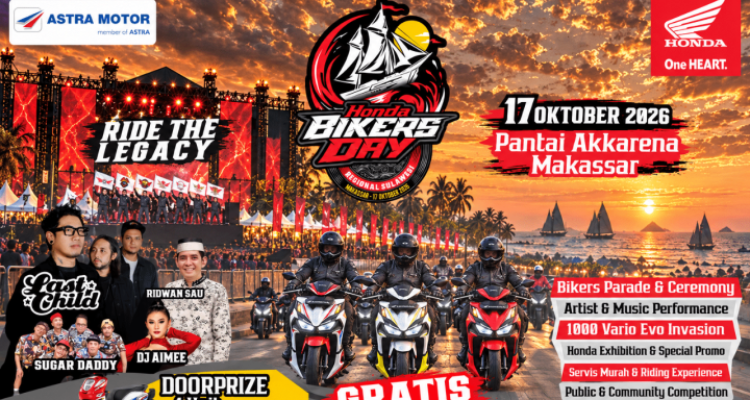 Honda Bikers Day 2026 Regional Sulawesi Siap Guncang Makassar, Gratis untuk Umum