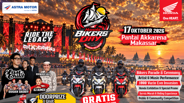 Honda Bikers Day 2026 Regional Sulawesi Siap Guncang Makassar, Gratis untuk Umum